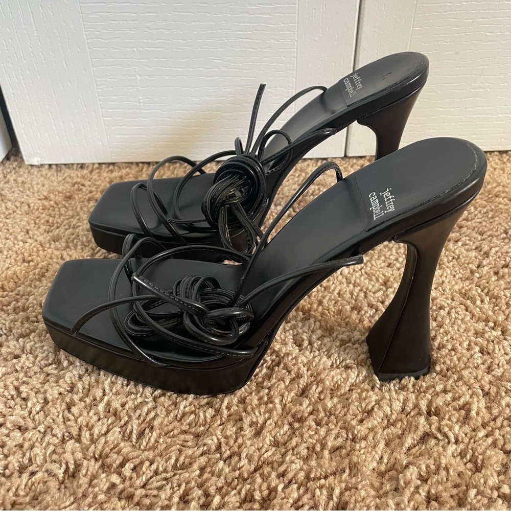 Jeffrey Campbell Prima Donna Platform Tie Up Sandals Heels Women’s 9.5 Black Y2K - Picture 8 of 12